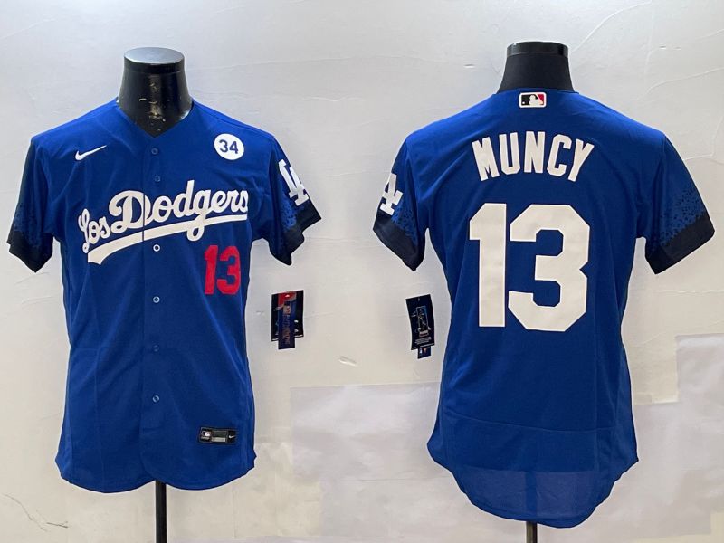 Men Los Angeles Dodgers #13 Muncy Blue City Edition Elite Nike 2025 MLB Jersey style 4